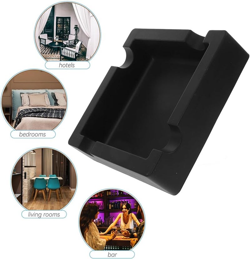Large Silicone Ashtray Heat Resistant Non Breakable Easy Clean Black Square - Image 3